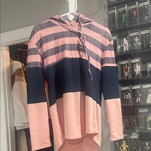 Striped Pink and Black Women's Hoodie